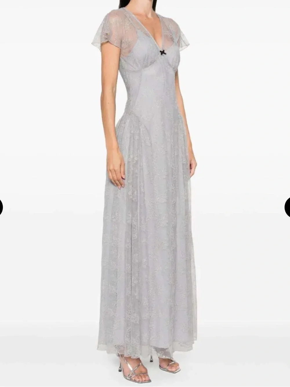 ROTATE BY BIRGER CHRISTENSEN Lace V-Neck Maxi Evening Dress, 32/XXS - Picture 3 of 8